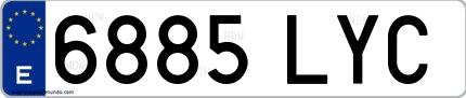 Ejemplo de matrícula española 6885 LYC