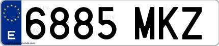 Ejemplo de matrícula española 6885 MKZ