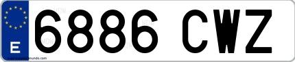 Ejemplo de matrícula española 6886 CWZ