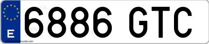 Ejemplo de matrícula española 6886 GTC