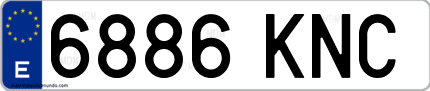 Ejemplo de matrícula de coche ordinaria 6886 KNC