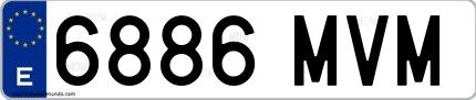 Ejemplo de matrícula española 6886 MVM