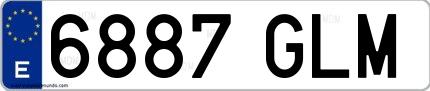 Ejemplo de matrícula española 6887 GLM