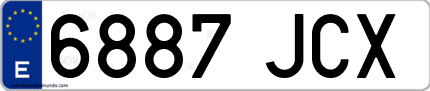 Ejemplo de matrícula de coche ordinaria 6887 JCX