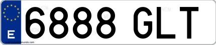 Ejemplo de matrícula española 6888 GLT
