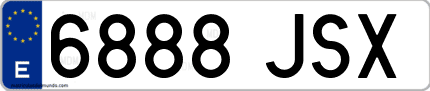 Ejemplo de matrícula de coche ordinaria 6888 JSX