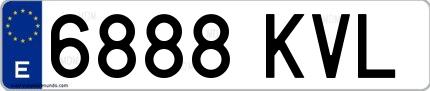 Ejemplo de matrícula española 6888 KVL