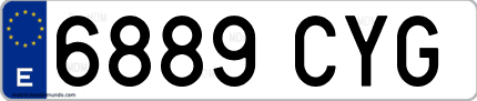 Ejemplo de matrícula de coche ordinaria 6889 CYG