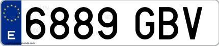 Ejemplo de matrícula española 6889 GBV