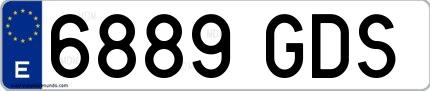 Ejemplo de matrícula española 6889 GDS