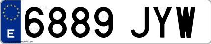 Ejemplo de matrícula española 6889 JYW