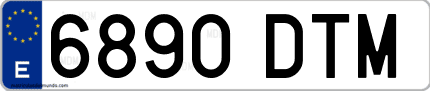 Ejemplo de matrícula de coche ordinaria 6890 DTM