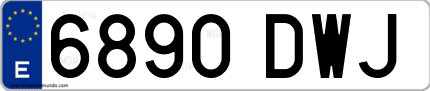 Ejemplo de matrícula de coche ordinaria 6890 DWJ