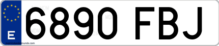 Ejemplo de matrícula de coche ordinaria 6890 FBJ