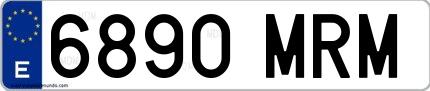 Ejemplo de matrícula española 6890 MRM