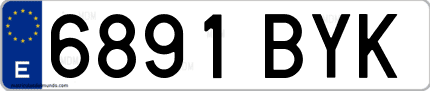 Ejemplo de matrícula de coche ordinaria 6891 BYK