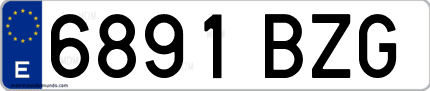 Ejemplo de matrícula de coche ordinaria 6891 BZG
