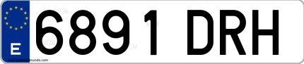 Ejemplo de matrícula española 6891 DRH