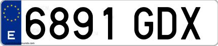 Ejemplo de matrícula de coche ordinaria 6891 GDX