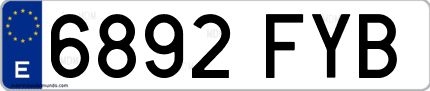 Ejemplo de matrícula de coche ordinaria 6892 FYB