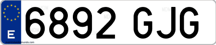 Ejemplo de matrícula de coche ordinaria 6892 GJG