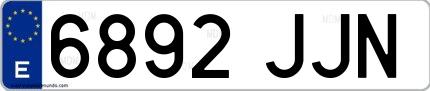 Ejemplo de matrícula española 6892 JJN