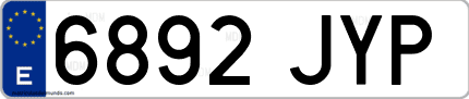Ejemplo de matrícula de coche ordinaria 6892 JYP