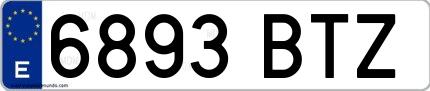 Ejemplo de matrícula española 6893 BTZ