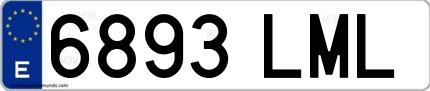 Ejemplo de matrícula española 6893 LML