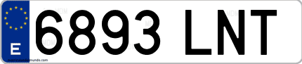 Ejemplo de matrícula de coche ordinaria 6893 LNT