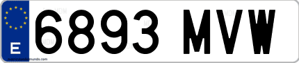 Ejemplo de matrícula de coche ordinaria 6893 MVW