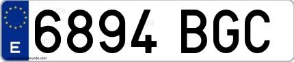 Ejemplo de matrícula española 6894 BGC