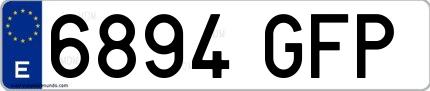 Ejemplo de matrícula española 6894 GFP