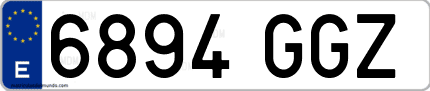 Ejemplo de matrícula de coche ordinaria 6894 GGZ