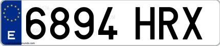 Ejemplo de matrícula española 6894 HRX