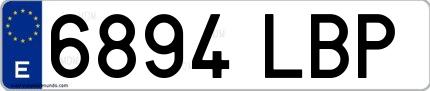 Ejemplo de matrícula española 6894 LBP