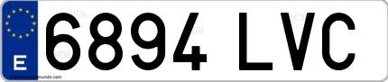Ejemplo de matrícula española 6894 LVC