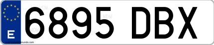 Ejemplo de matrícula española 6895 DBX