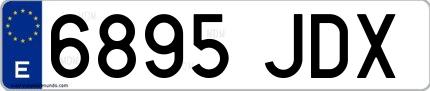 Ejemplo de matrícula española 6895 JDX