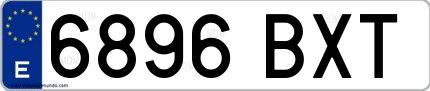 Ejemplo de matrícula española 6896 BXT
