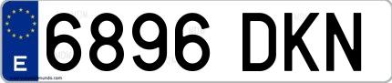 Ejemplo de matrícula española 6896 DKN