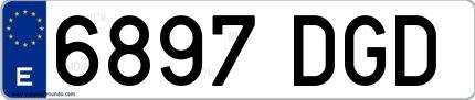 Ejemplo de matrícula española 6897 DGD