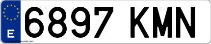 Ejemplo de matrícula española 6897 KMN