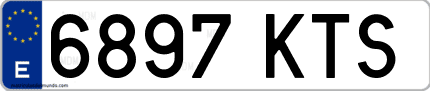 Ejemplo de matrícula de coche ordinaria 6897 KTS