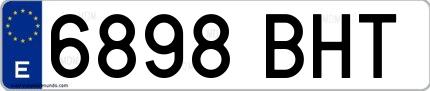 Ejemplo de matrícula española 6898 BHT