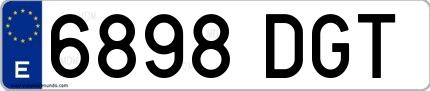 Ejemplo de matrícula española 6898 DGT