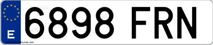Ejemplo de matrícula española 6898 FRN