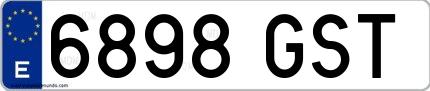 Ejemplo de matrícula española 6898 GST