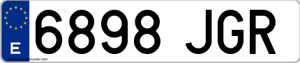 Ejemplo de matrícula de coche ordinaria 6898 JGR