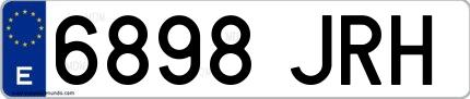 Ejemplo de matrícula española 6898 JRH